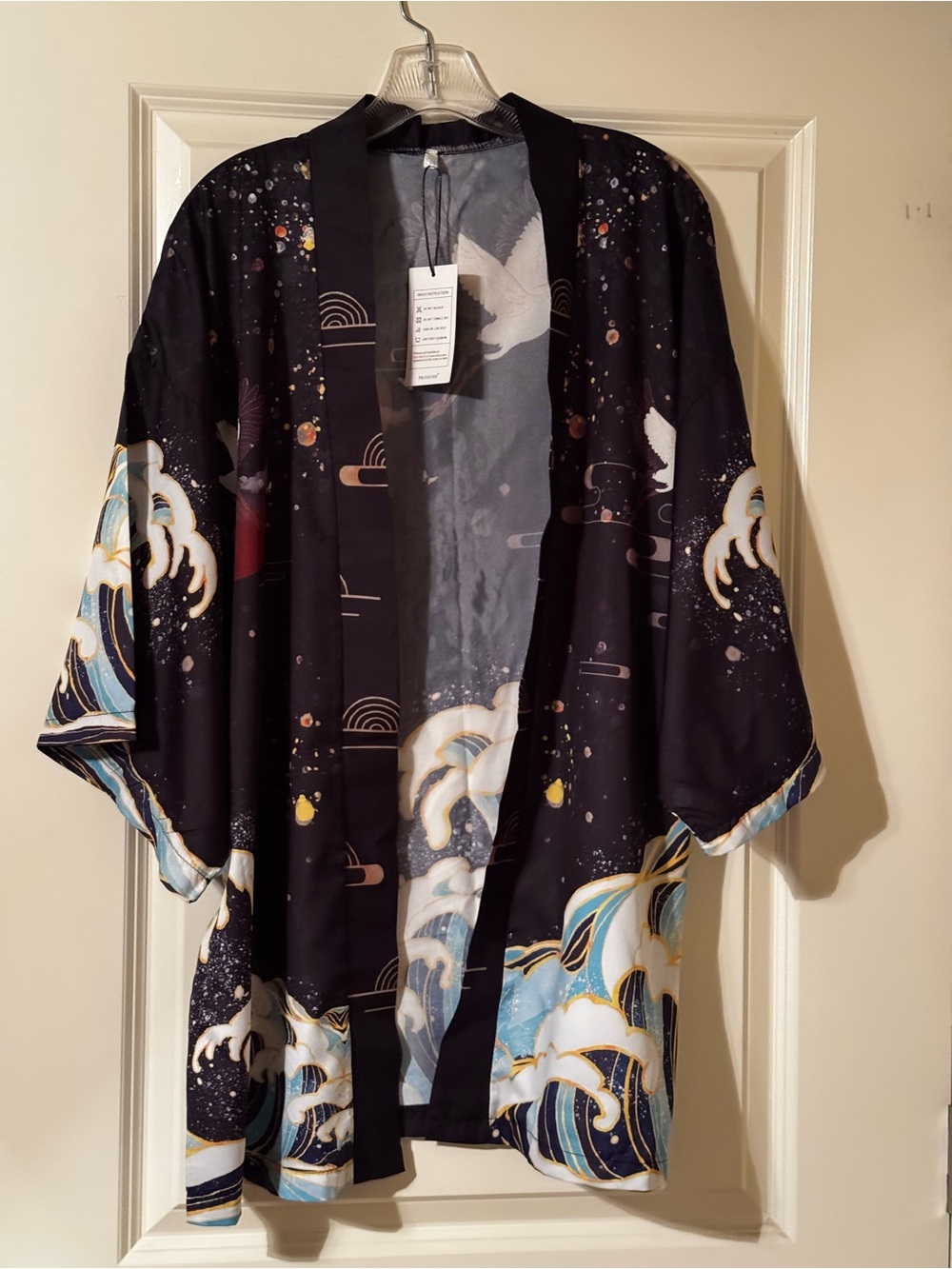 Prijouhe NWT Men’s 2X Japanese Wave Crane Print Kimono Cardigan